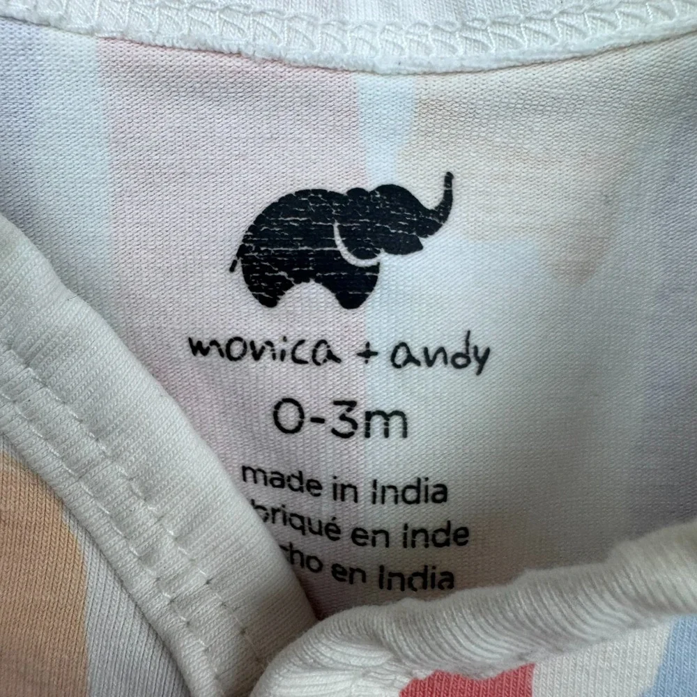 Monica + Andy Footed One Piece Baby 0-3M Organic Cotton Colorful Long Sleeve - Picture 2 of 6